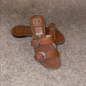 Everglades Tan Double Buckle Sandals